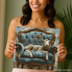 Sheep on Antique Chair Art