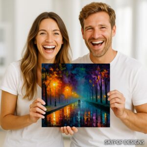 Rainy Night Park Walk Art