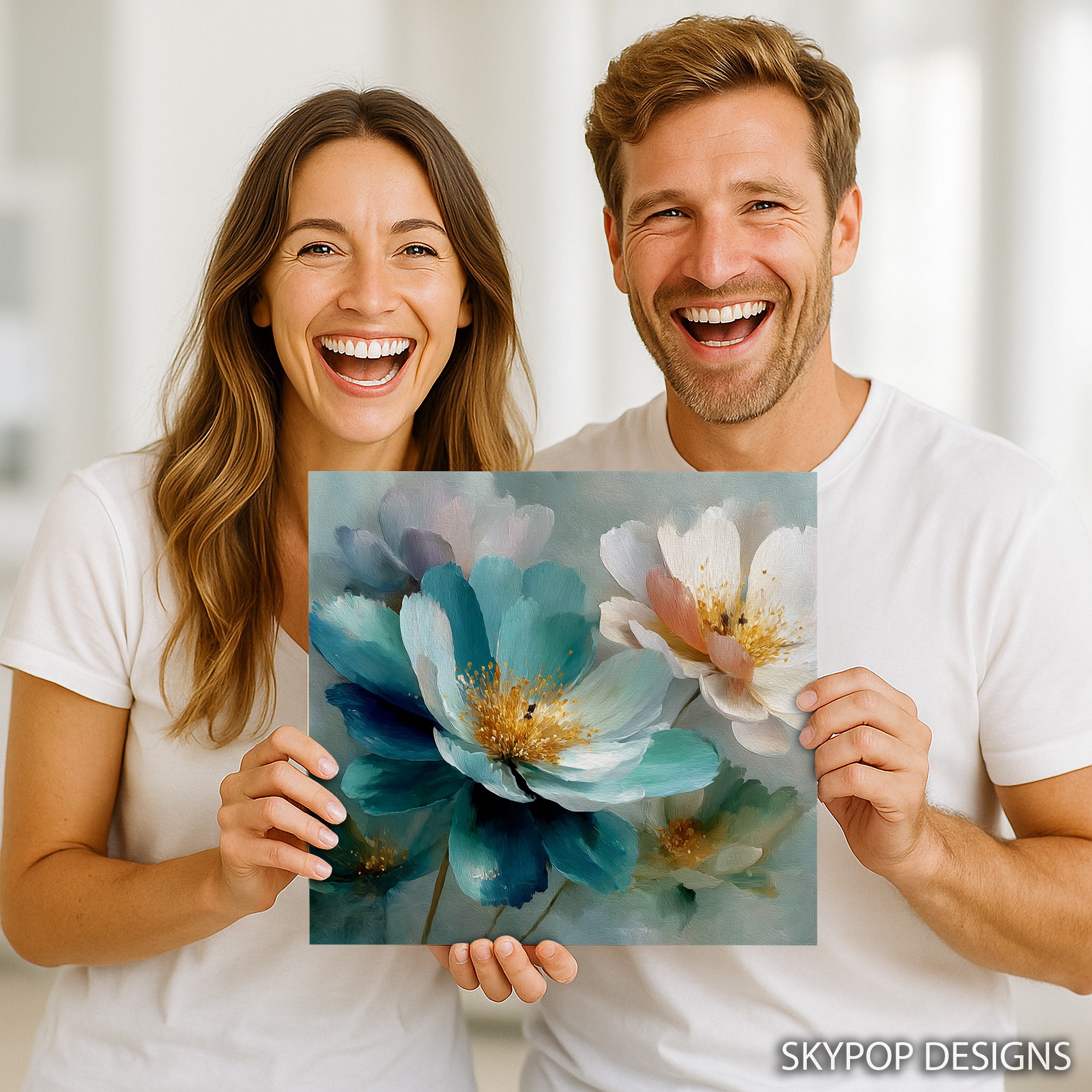 3.jpg Teal Peony Bloom Art