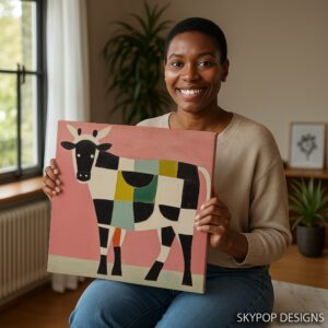 Colorful Geometric Cow Art