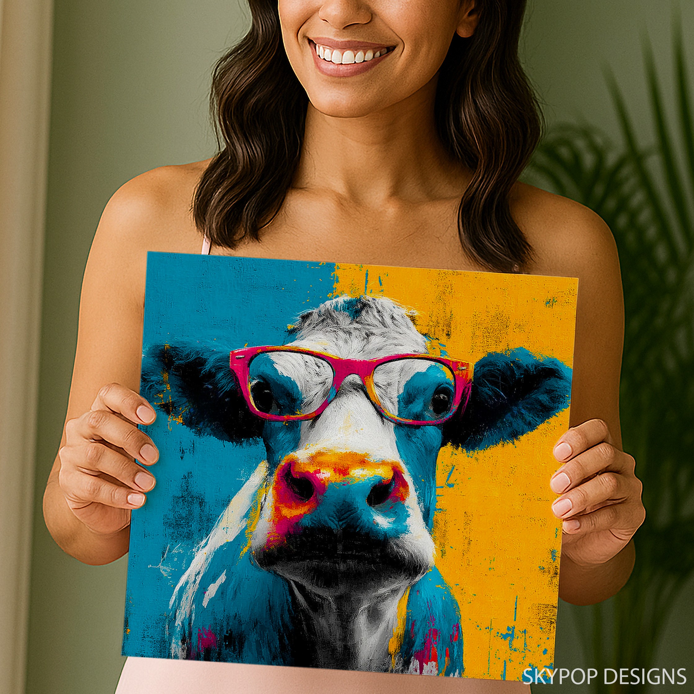 3.jpg Colorful Cow Art