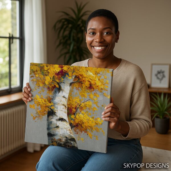Golden Birch Tree Art