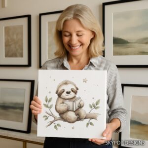 Sloth Reading Art