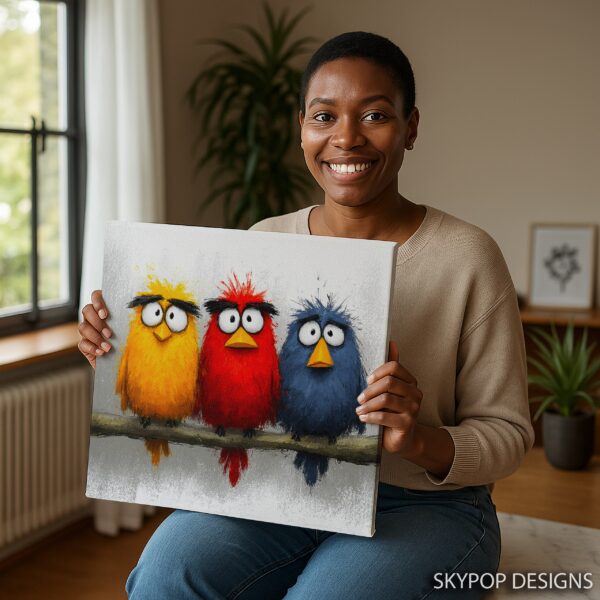 Colorful Cartoon Birds Art