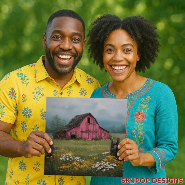 Red Barn Wildflower Art