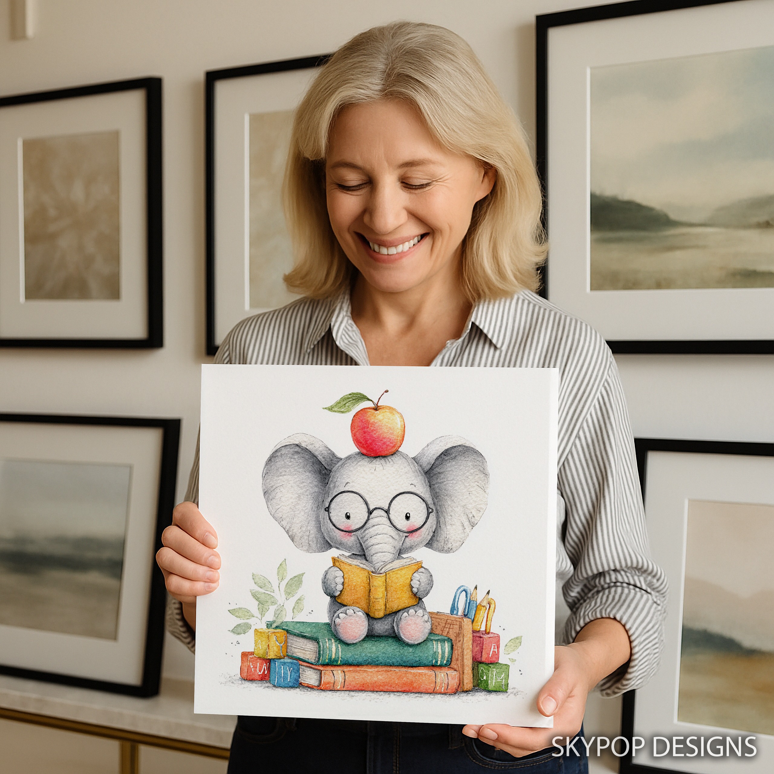 3.jpg Elephant Reading Art