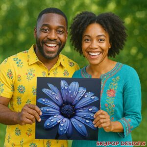 Blue Daisy Water Drop Art