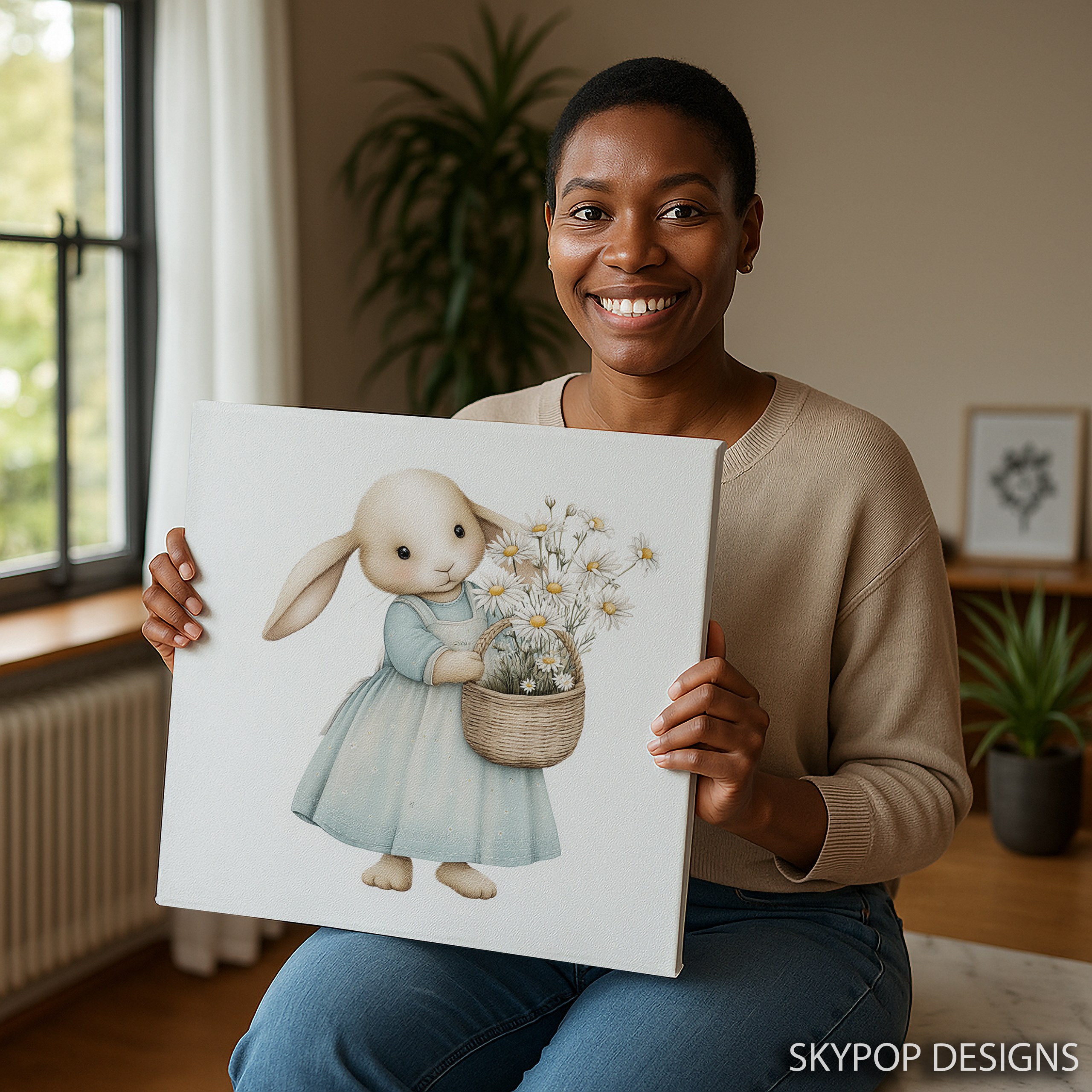 3.jpg Bunny Daisy Basket Art