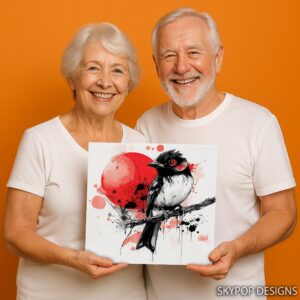 Red Sun Bird Art