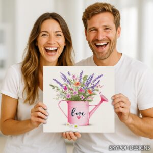 Love Blooms Watering Can Art