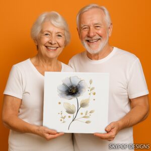 Gray and Gold Flower Art