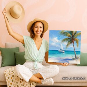Tropical Beach Sailboat Art