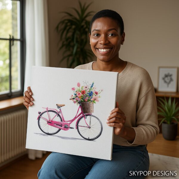 Vintage Bicycle Floral Basket Art