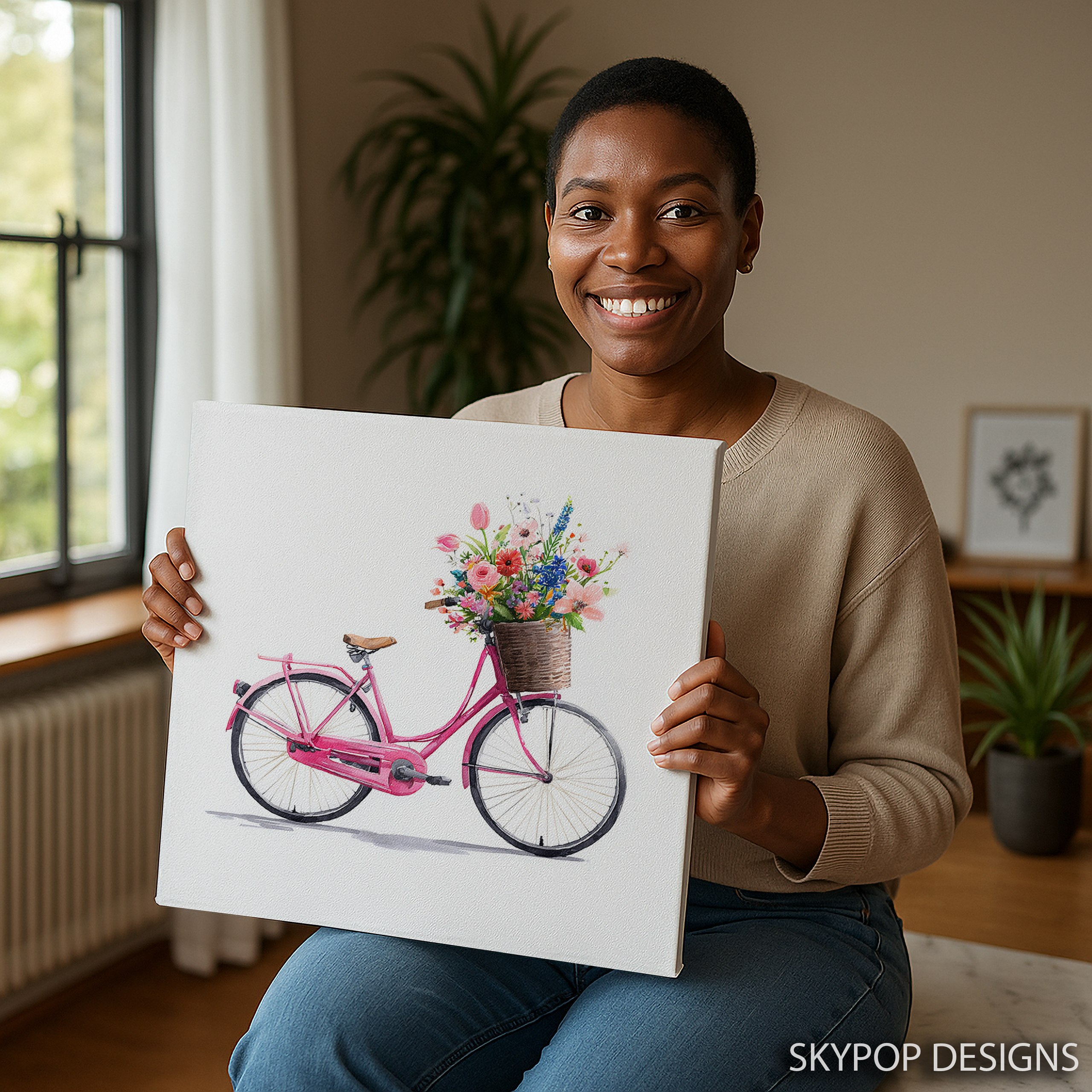 3.jpg Vintage Bicycle Floral Basket Art
