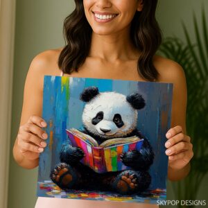 Panda Reading Book Art