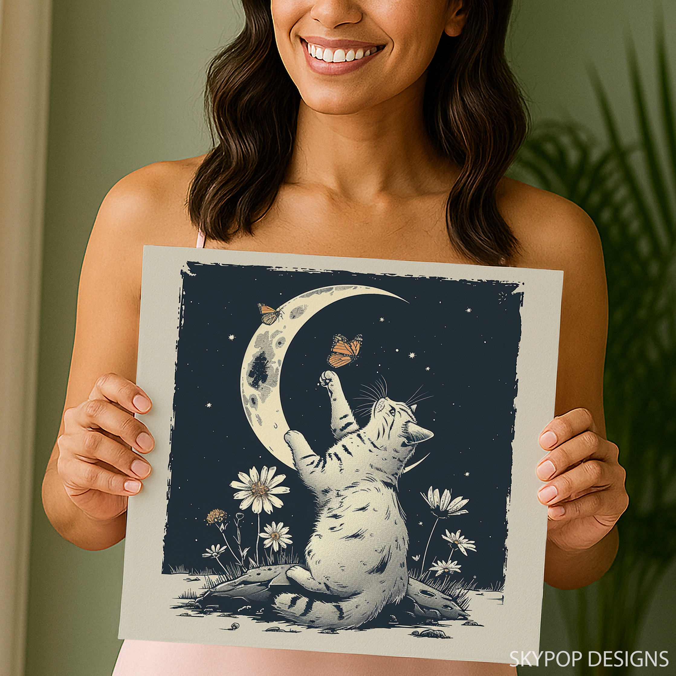3.jpg Cat Moon Butterfly Art