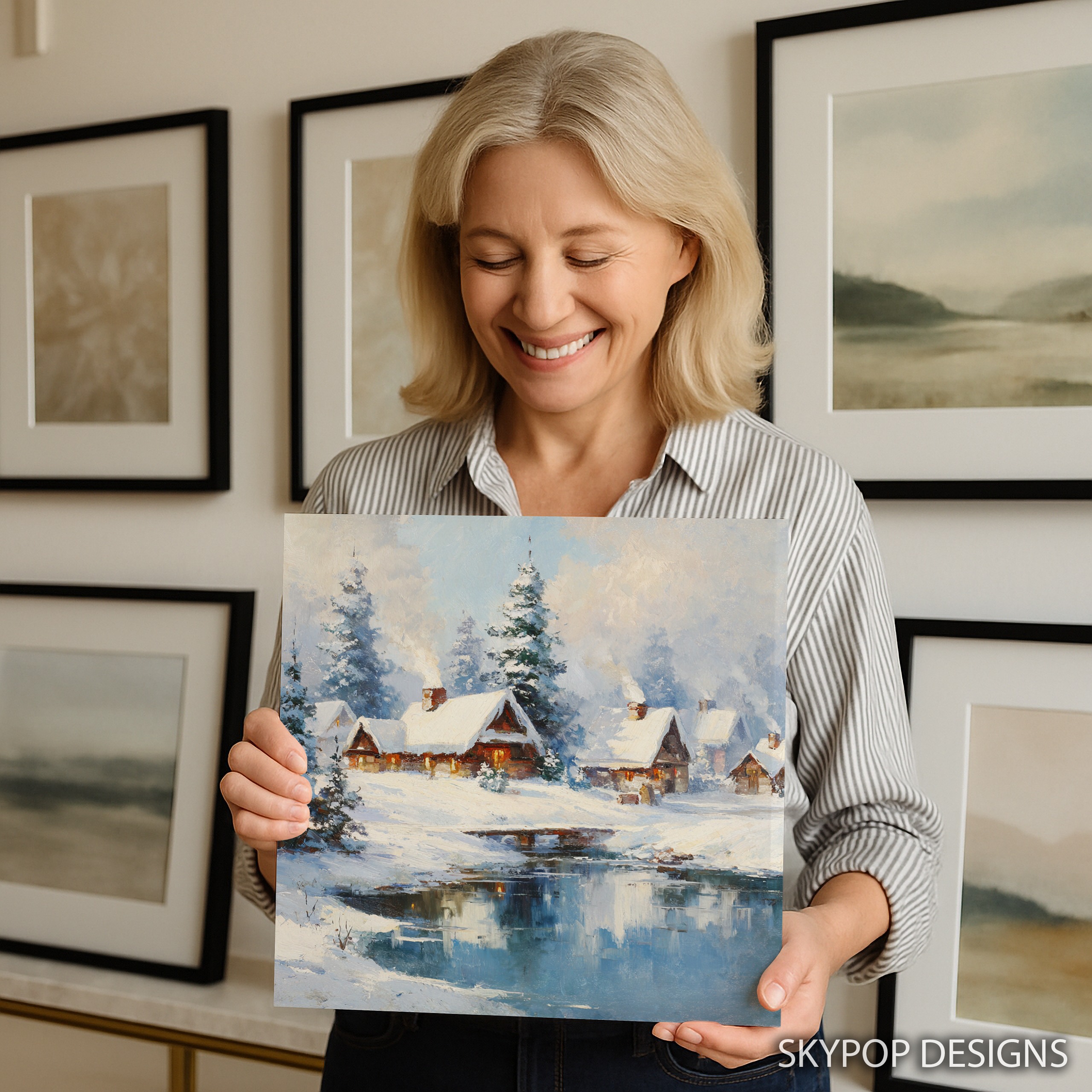 3.jpg Winter Village Reflection Art