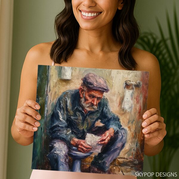 Elderly Man Reading Art