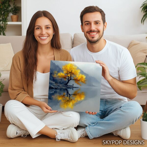 Golden Tree Reflection Art