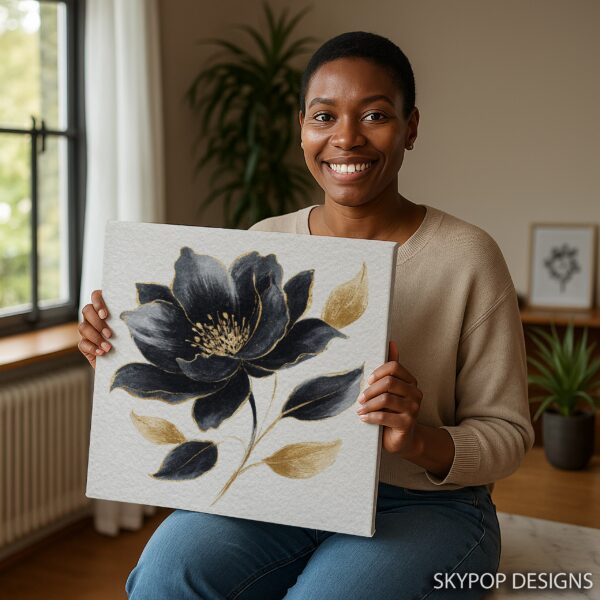 Black Gold Lotus Art