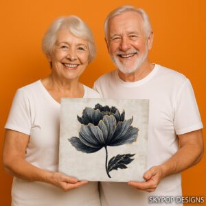 Black Gold Peony Art
