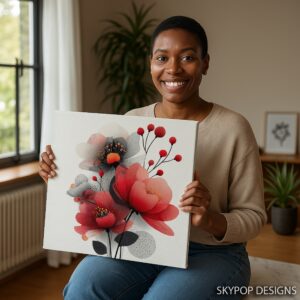 Red Poppy Bloom Art