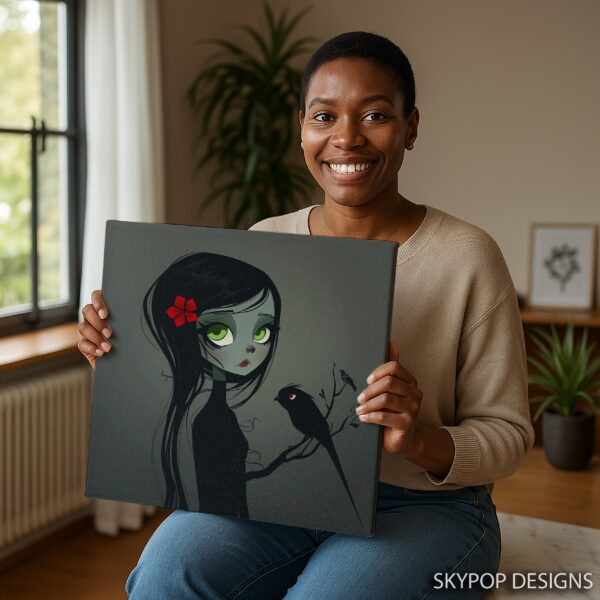 Gothic Girl and Raven Art