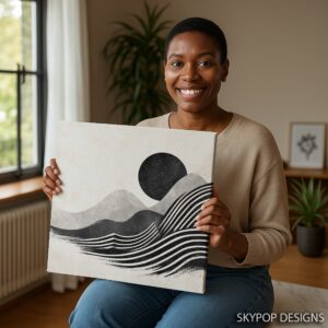Waves and Sun Abstract Art