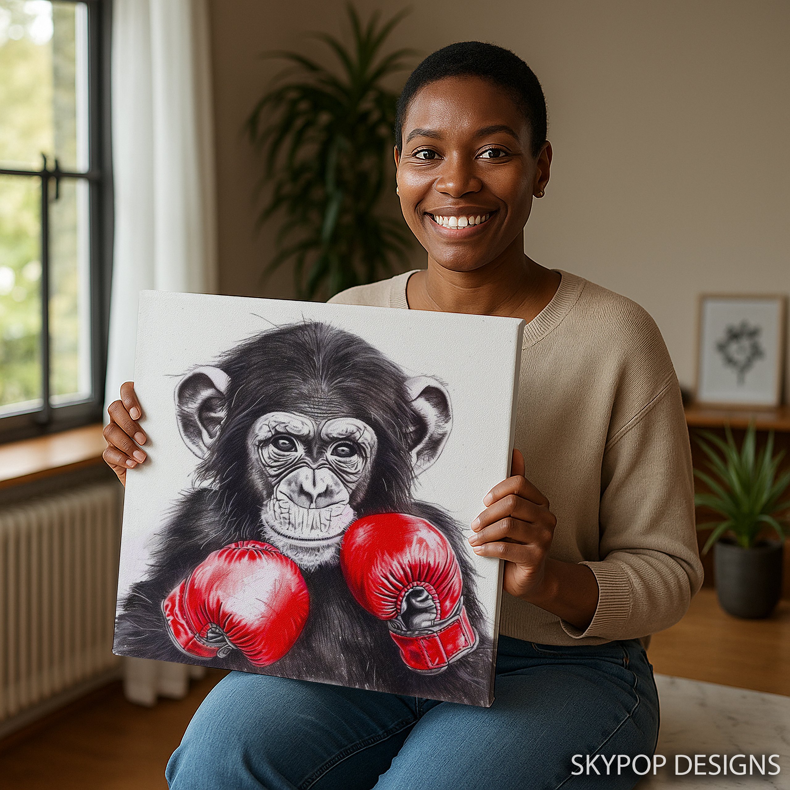 3.jpg Chimpanzee Boxing Art