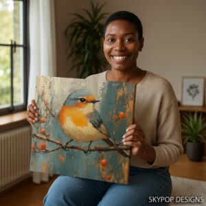 Orange Bird Branch Art