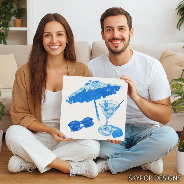 Blue Beach Umbrella Art