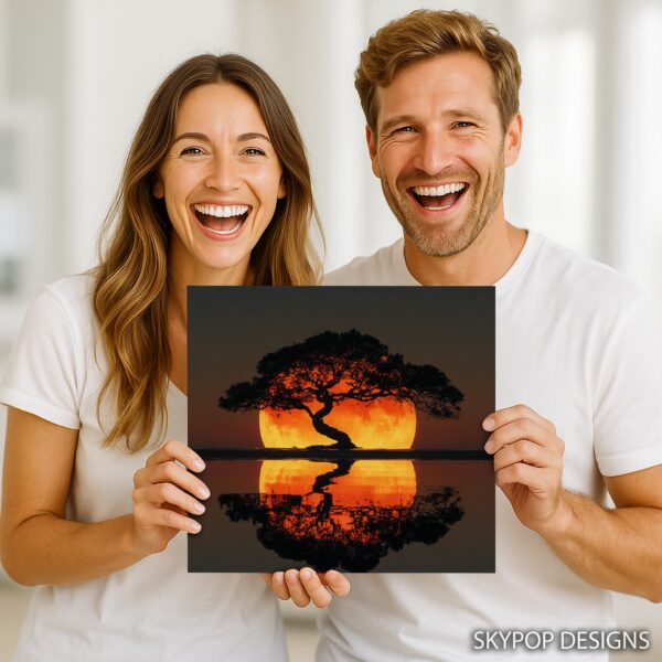 Sunset Tree Reflection Art