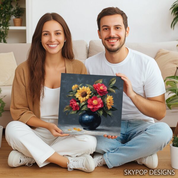 Sunflower and Rose Bouquet Art