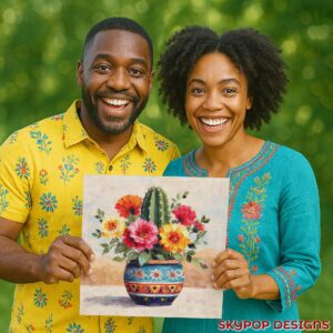 Cactus and Wildflower Bouquet Art