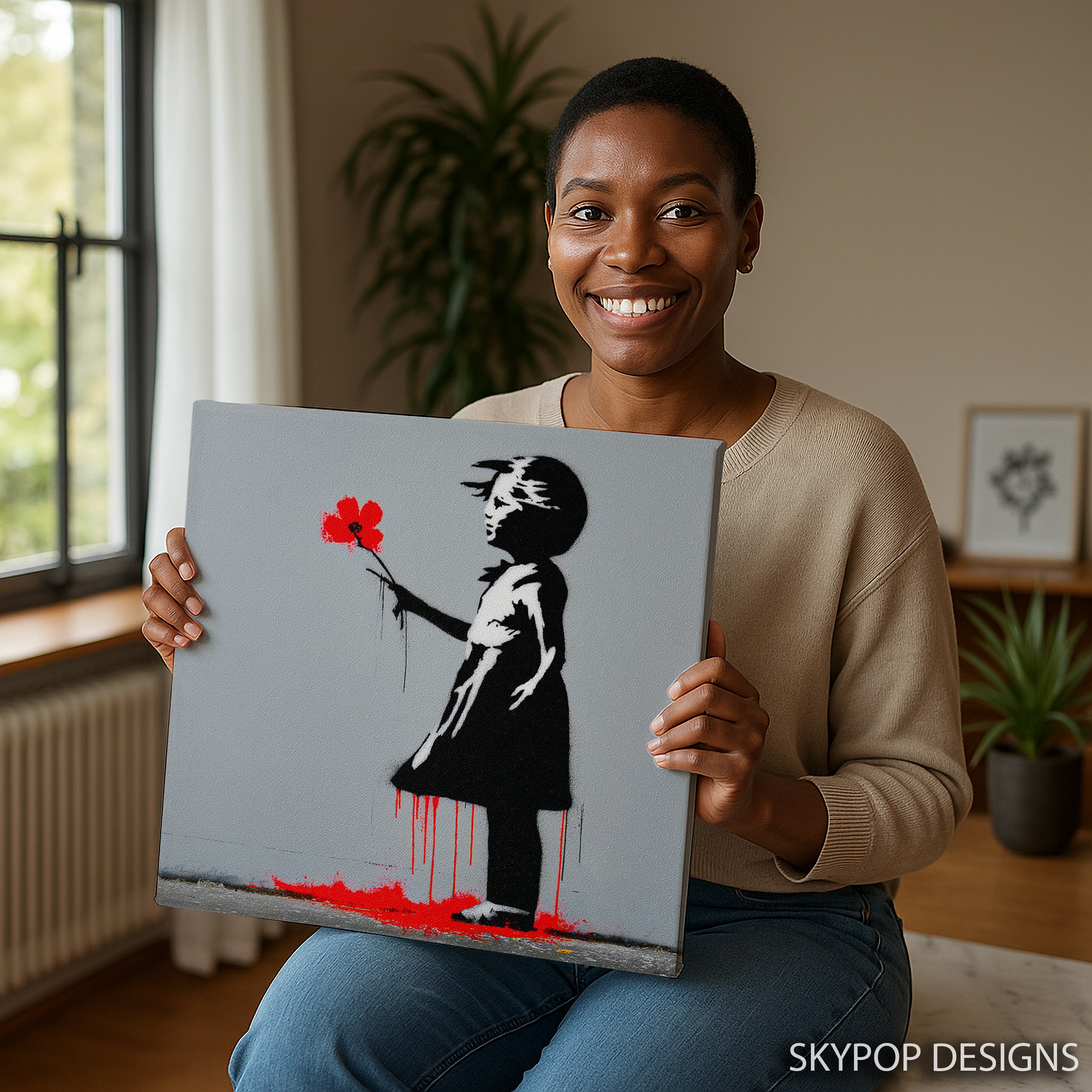 3.jpg Girl with Red Flower Art