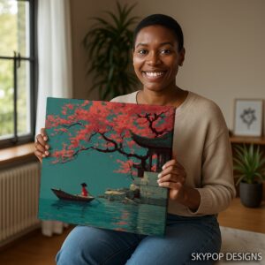 Cherry Blossom Boat Art