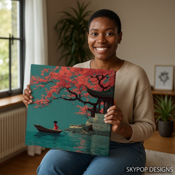 Cherry Blossom Boat Art