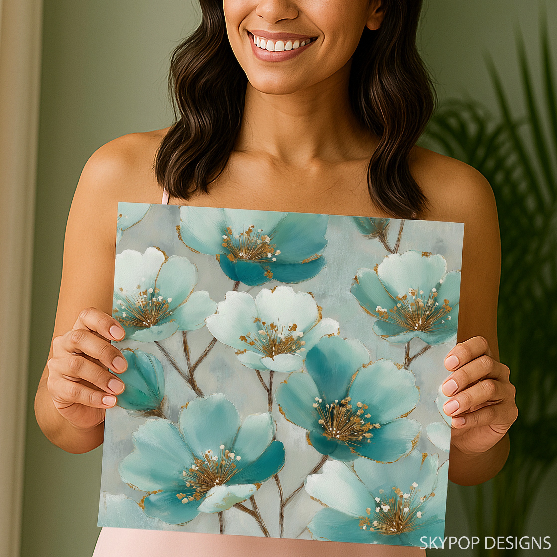 3.jpg Teal Blossom Art