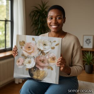 Blush and Gold Floral Art