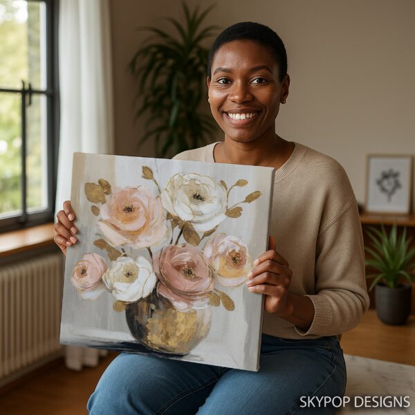 Blush and Gold Floral Art