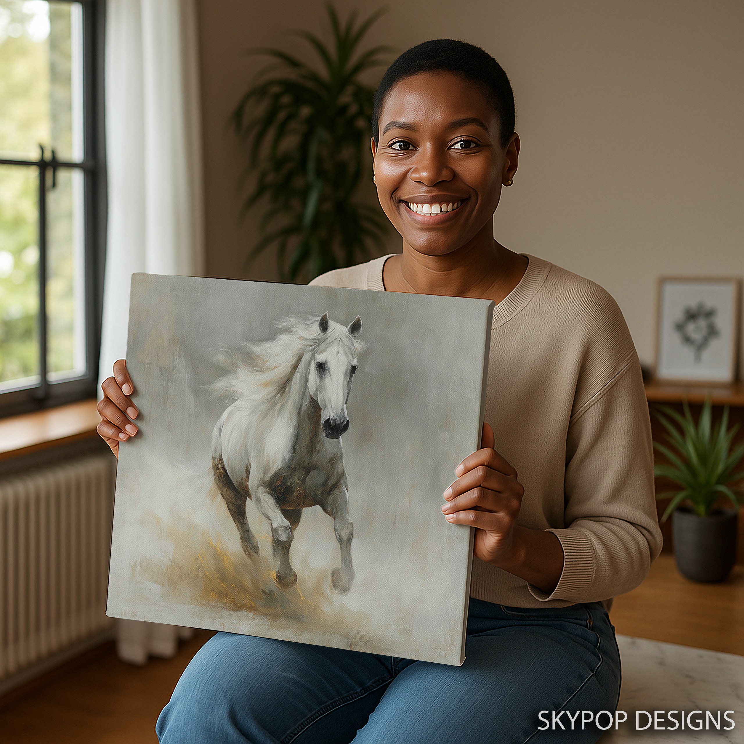 3.jpg White Horse Galloping Art