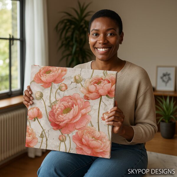Pink Peony Bloom Art