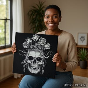 Royal Skull Rose Crown Art