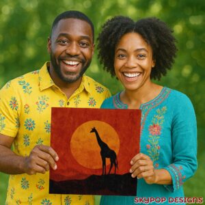 Giraffe Sunset Art