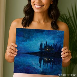 Starry Night Cabin Art