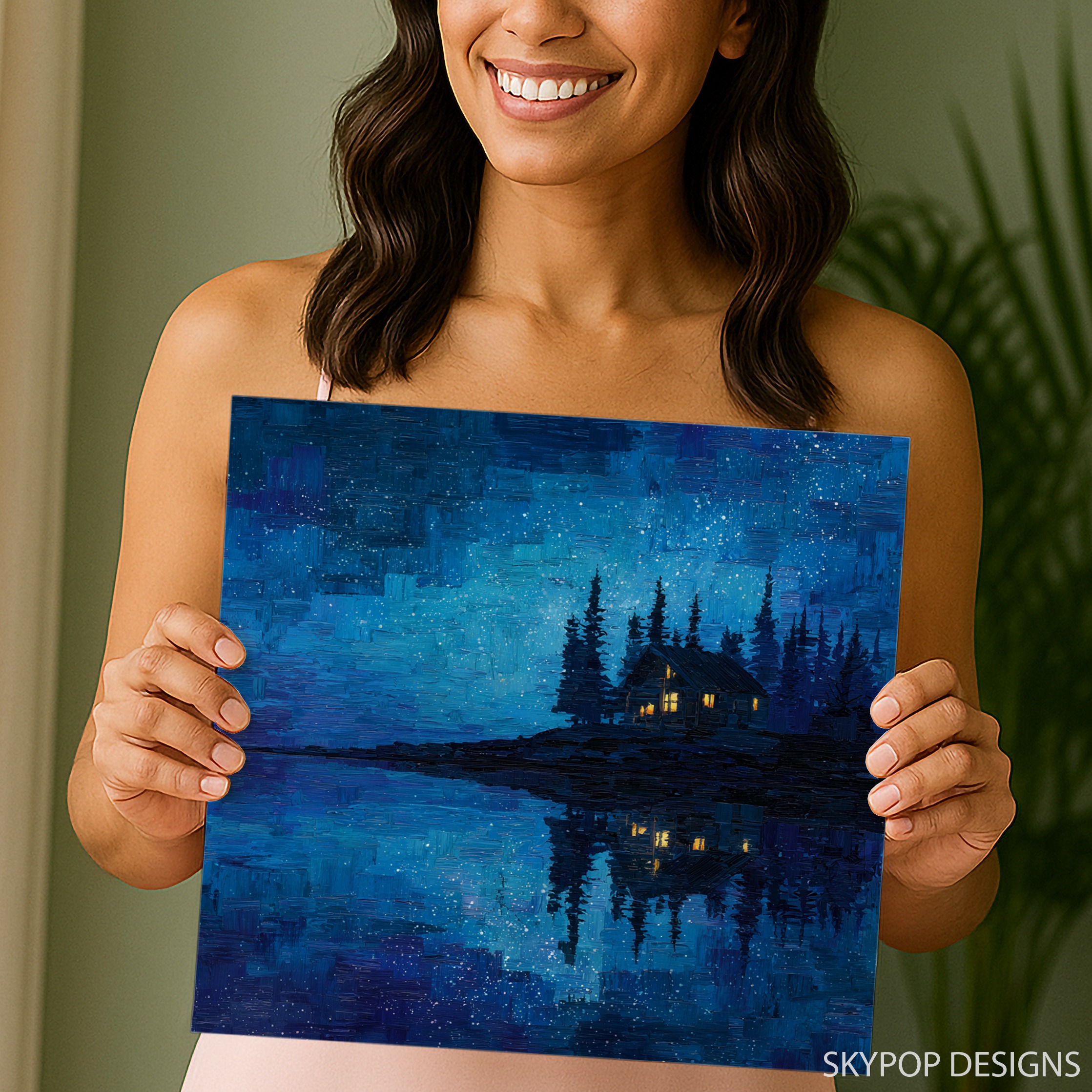 3.jpg Starry Night Cabin Art