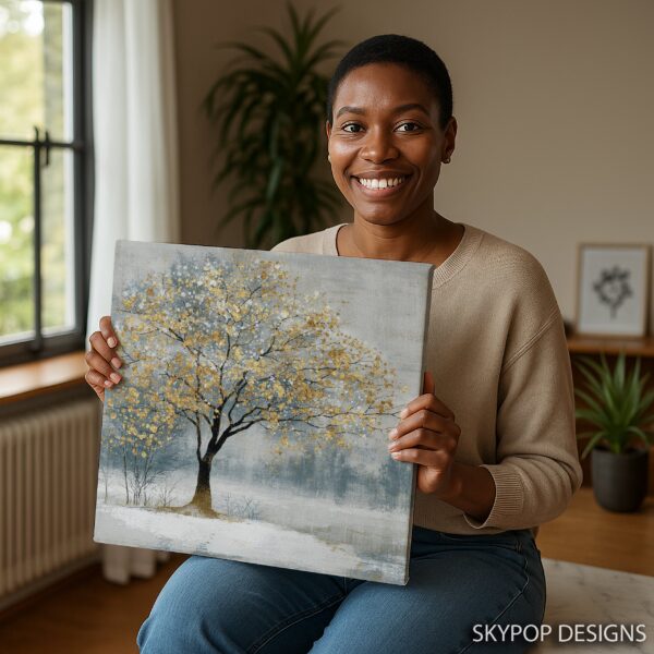 Golden Winter Tree Art