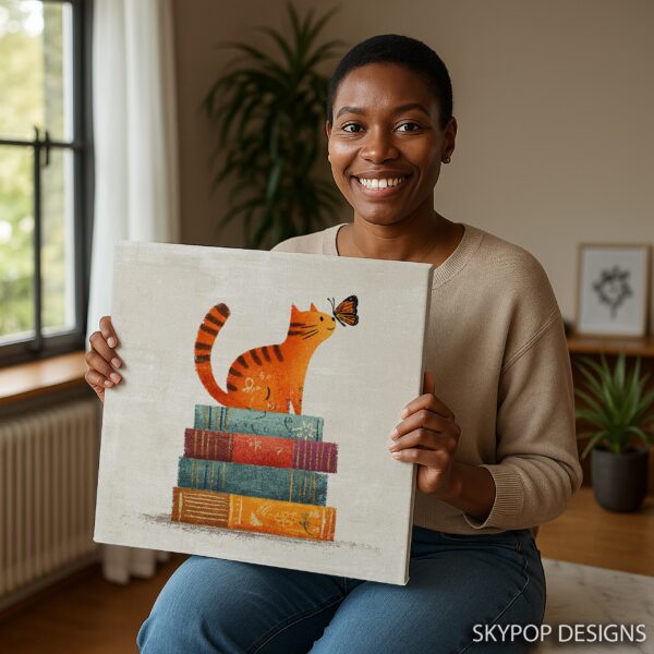 Cat and Butterfly Book Art