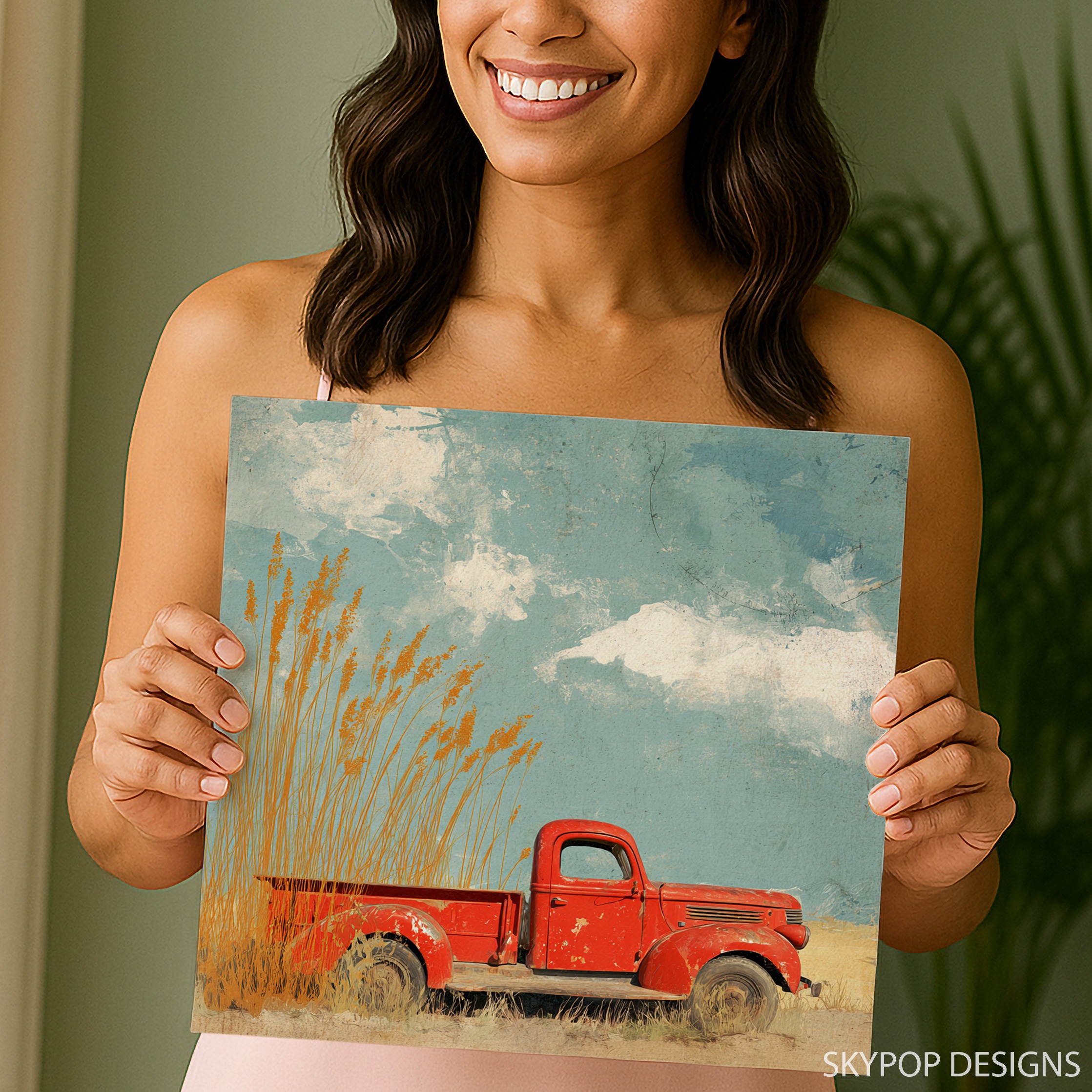 3.jpg Red Truck Field Art