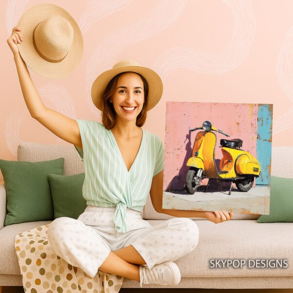 Yellow Vespa Scooter Art